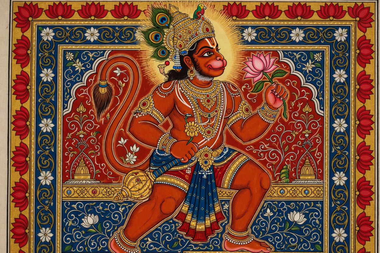 Bajrangbali in Pattachitra folk style