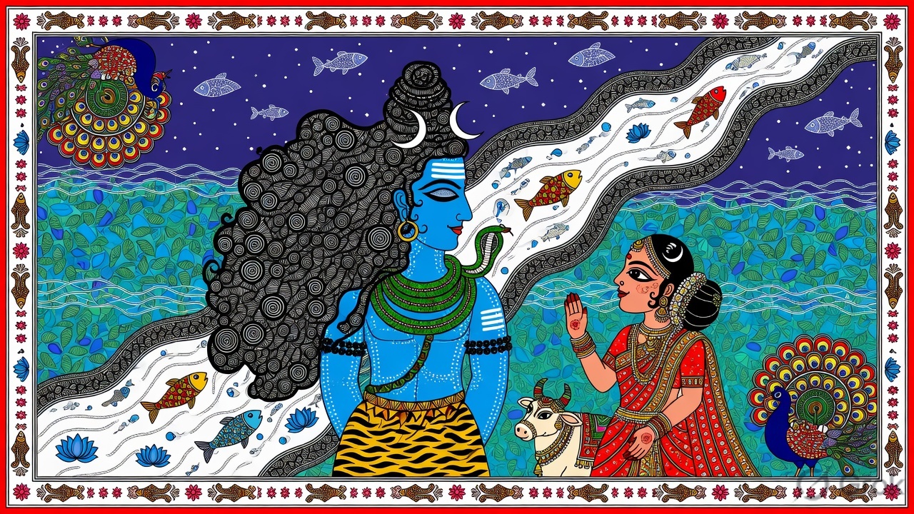 Ganga caught in the jata