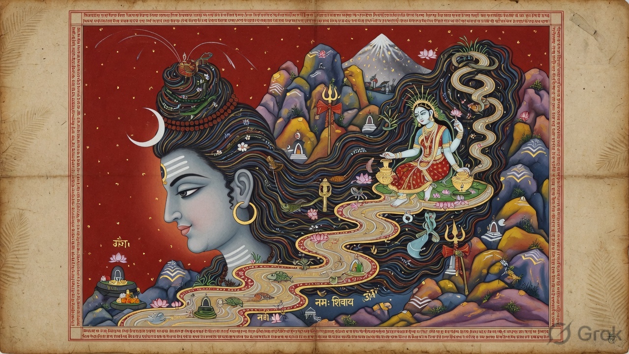 Ganga in the matted hair